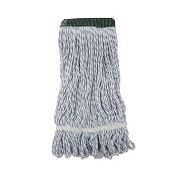 Boardwalk 12/Carton Wide Rayon/Polyester Floor Finish Mop Heads - Medium, White/Blue