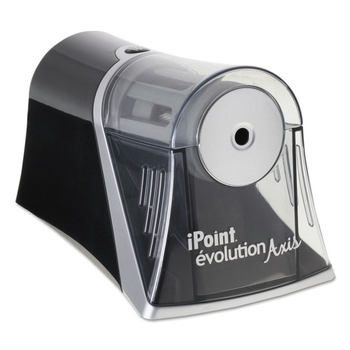 Office Jansan | Westcott 15510 4.25 in. x 7 in. x 4.75 in. AC-Powered iPoint Evolution Axis Pencil Sharpener - Black/Silver image number 0