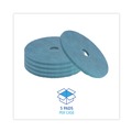 Cleaning Cloths | Boardwalk BWK4020AQU 20 in. Diameter Burnishing Floor Pads - Aqua (5/Carton) image number 3