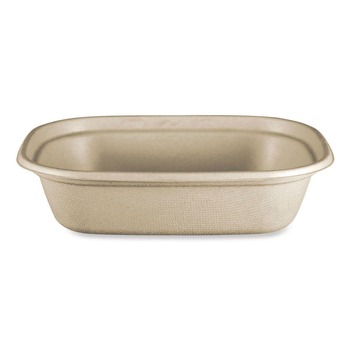 World Centric 8.7 in. x 6.5 in. x 2.1 in. 32 oz. Paper Fiber Containers - Natural (400/Carton)