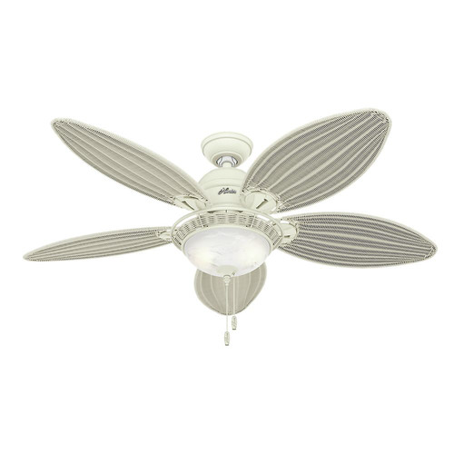 Hunter 54094 54 In Caribbean Breeze Casual Textured White Cream Caribbean Breeze Casual Textured White Cream Wicker Indoor Ceiling Fan With 2 Lights