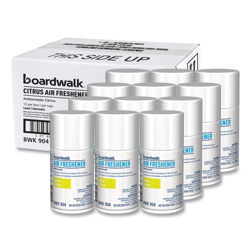 Odor Control | Boardwalk 1048768 5.3 oz. Aerosol Spray Metered Air Freshener Refills - Citrus Sunrise (12/Carton) image number 0