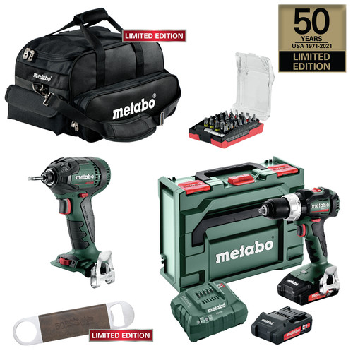 Combo Kits | Metabo US50THCOMBOKIT 50th Anniversary 18V Brushless Lithium-Ion Cordless Hammer Drill and Impact Driver Combo Kit (2 Ah) image number 0
