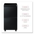 Office Carts & Stands | Alera ALEPBFFBL 14.96 in. x 19.29 in. x 27.75 in. 2 Legal/Letter-Size File Drawers Left or Right File Pedestal with Full-Length Pull - Black image number 6