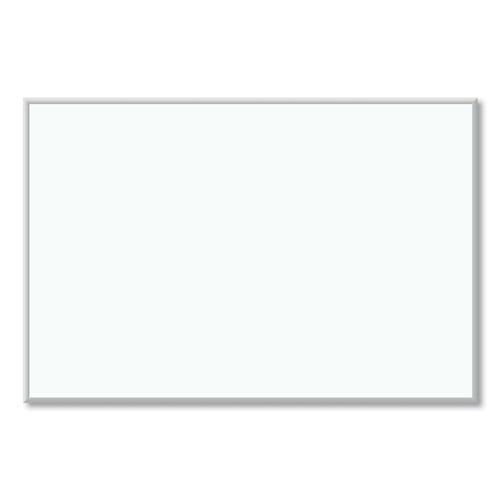 Cleaning & Janitorial Supplies | U Brands 033U00-01 72 in. x 48 in. (Actual Size: 70 in. x 47 in.) Melamine Dry Erase Board - White Surface, Satin Aluminum Frame image number 0