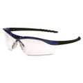 Bulk Savings Pricing 2 | MCR Safety DL310AF Dallas Wraparound Safety Glasses - Metallic Blue Frame/Clear Anti-Fog Lens image number 1
