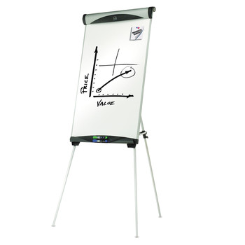 Quartet 27 in. x 39 in. Euro Magnetic Presentation Easel - White Surface, Satin Aluminum Frame