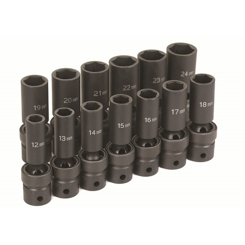 Socket Sets | Grey Pneumatic 1313UMD 13-Piece 1/2 in. Drive Deep Length Metric Universal Socket Set image number 0