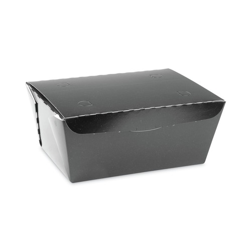 Food Trays, Containers, and Lids | Pactiv Corp. NOB03B 66 oz 6.5 x 4.5 x 3.25 EarthChoice OneBox Paper Box - Black (160/Carton) image number 0
