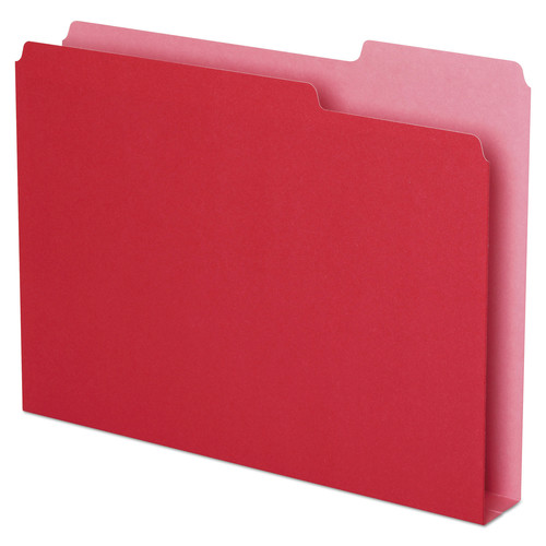 Pendaflex 54454 1/3 Cut Tab Double Stuff File Folders - Red (50/Pack) image number 0