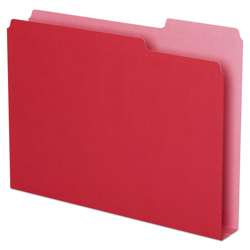 Office Jansan | Pendaflex 54454 1.5 in. Expansion 1/3-Cut Assorted Tabs Double Stuff Letter File Folders - Red (50/Pack) image number 0