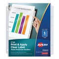Office Jansan | Avery 75500 Print and Apply Index Maker 11 in. x 8.5 in. Clear Label Sheet Protector Dividers with 5 White Tabs (1/Set) image number 0