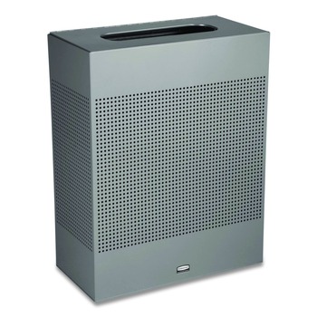 Rubbermaid Commercial 40 gal. Designer Line Steel Square Silhouettes Receptacle - Silver