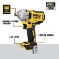 Dewalt DCF891P2 20V MAX XR Brushless Lithium-Ion 1/2 in. Cordless Mid-Range Impact Wrench Kit with Hog Ring Anvil and 2 Batteries (5 Ah) image number 5