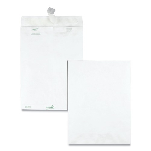 Office Jansan | Survivor QUAR1460 9 in. x 12 in. #10 1/2 Square Flap Redi-Strip Adhesive Closure Lightweight 14 lbs. Tyvek Catalog Mailers - White (100/Box) image number 0