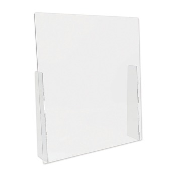 Deflecto 31.75 in. x 6 in. x 36 in. Acrylic Counter Top Barrier with Full Shield - Clear (2/Carton)