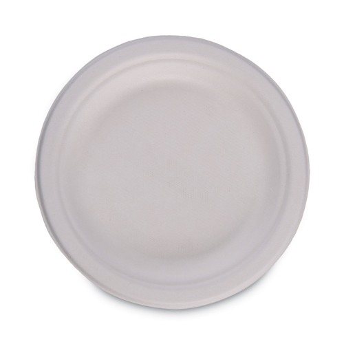 Food Service | Boardwalk PL-06BW 6 in. Diameter Bagasse Dinnerware Plate - White (1000/Carton) image number 0