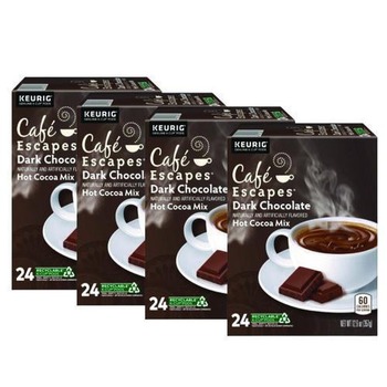 Cafe Escapes Dark Chocolate Hot Cocoa K-Cups (24/Box, 4 Boxes/Carton)