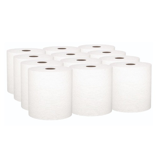 Cleaning & Janitorial Supplies | Kleenex 01080 8 in. x 425 ft. 1.5 in. Core 1-Ply Hard Roll Paper Towels - White (12 Rolls/Carton) image number 0