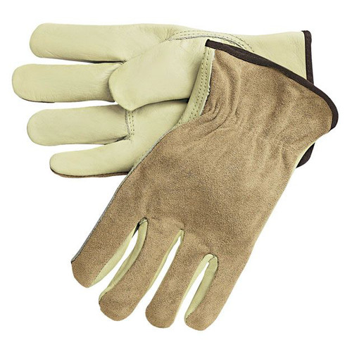 Office Jansan | MCR Safety 3205L Dual Leather Industrial Gloves - Large, Cream (1-Dozen) image number 0