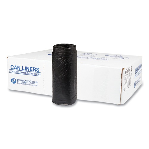 Trash Bags | Inteplast Group S243308K 24 in. x 33 in. 8 mic 16 Gallon High-Density Commercial Can Liners - Black (1000/Carton) image number 0