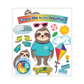Carson-Dellosa 54-Piece 23.5 in. x 7.5 in. Dress Me for the Weather Curriculum Bulletin Board Set - Multicolor
