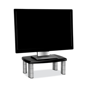 3M 15 in. x 12 in. x 2.63 in. to 5.78 in. 80-lb. Capacity Adjustable Monitor Stand - Black/Silver