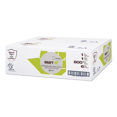 Office Jansan | Papernet 410101 7.8 in. x 800 ft. 1-Ply Kraft Tech Hardwound Paper Towel - Brown (6 Rolls/Carton) image number 0
