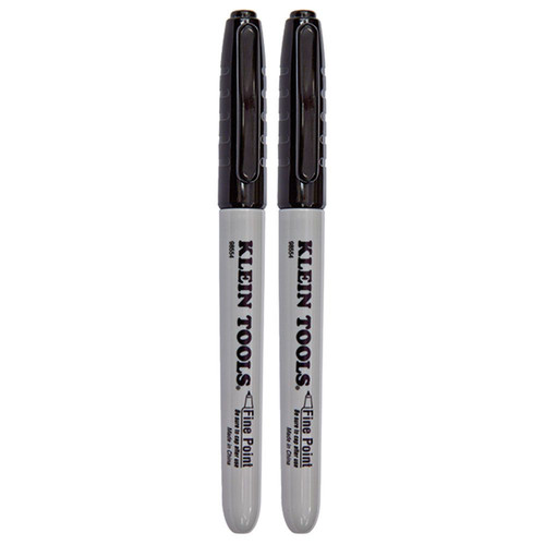  | Klein Tools 98554 Fine Point Permanent Markers - Black (2/Pack) image number 0