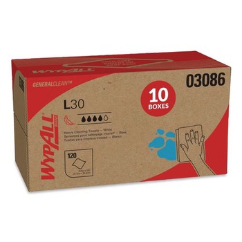 WypAll 10 in. x 9.8 in. POP-UP Box L30 Towels - White (1200/Carton)