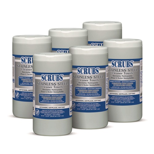 Cleaning & Janitorial Supplies | SCRUBS 91930 9.75 in. x 10.5 in. Stainless Steel Cleaner Towels (6/Carton) image number 0