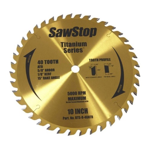 Blades | SawStop BTS-R-40ATB Titanium Series 10 in. 40 Tooth Premium Woodworking Blade image number 0