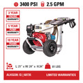 Simpson 60735 Aluminum 3400 PSI 2.5 GPM Professional Gas Pressure Washer with CAT Triplex Pump (CARB) image number 4