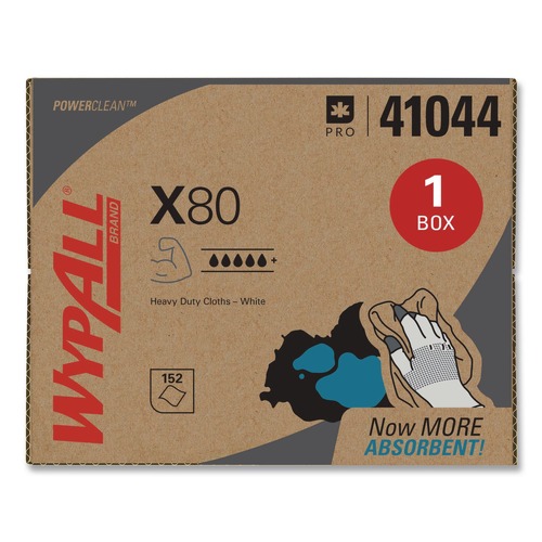 Percentage Off | WypAll 41044 11.1 in. x 16.8 in. BRAG Box HYDROKNIT X80 Cloths - White (160/Carton) image number 0