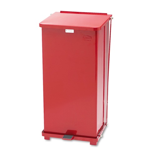 Trash & Waste Bins | Rubbermaid Commercial FGST24EPLRD 13 gal. Defenders Heavy-Duty Steel Step Can - Red image number 0