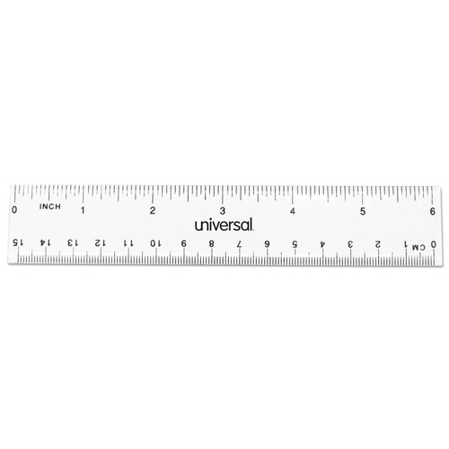  | Universal UNV59025 6 in. Long Standard/Metric Plastic Ruler - Clear (2/Pack) image number 0