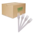 Cutlery | Eco-Products EP-S012 Plantware 6 in. Compostable Cutlery Fork - Pearl White (1000/Carton) image number 1
