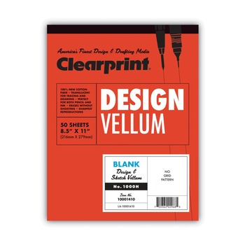 Clearprint 8.5 in. x 11 in. 16 lbs. Bristol Weight Design Vellum Paper - Translucent White (50/Pad)