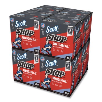 Scott 9 in. x 12 in. 1-Ply Shop Towels Original - Unscented/Blue (200/Box)