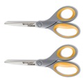 Office Jansan | Westcott 13901 8 in. Long 3.5 in. Cut Length Titanium Bonded Scissors - Straight Gray/Yellow Handle (2/Pack) image number 0