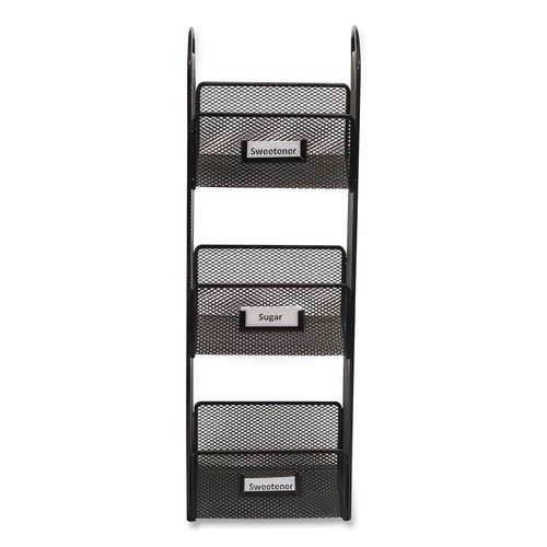 Desktop Organizers | Safco 3290BL 6 in. x 6 in. x 18 in. Steel Mesh 3 Compartments Onyx Breakroom Organizers - Black image number 0