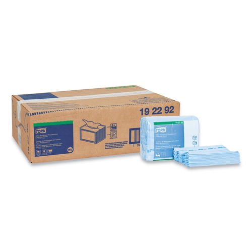 Paper Towels and Napkins | Tork 192292 11.75 in. x 14.75 in. 1-Ply Small Pack Foodservice Cloth - Unscented/Blue/Blue Stripe (4/Carton) image number 0
