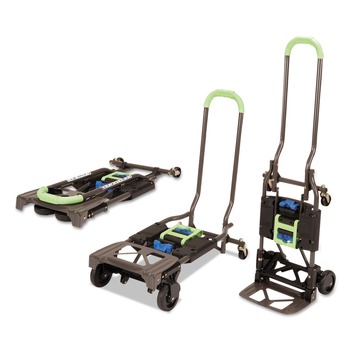 Cosco 12222PBG1E 16.63 in. x 12.75 in. x 49.25 in. 300 lbs. Capacity 2-in-1 Multi-Position Hand Truck and Cart - Black/Blue/Green