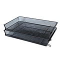Universal UNV20012 1 Section Legal Size 17 in. x 10.88 in. x 2.5 in. Deluxe Mesh Stacking Side Load Tray - Black image number 1