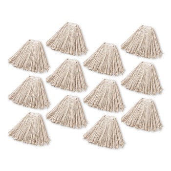 Rubbermaid Commercial FGF11800WH00 24 oz. 1 in. Band Premium Cut-End Cotton Wet Mop Head - White (12/Carton)