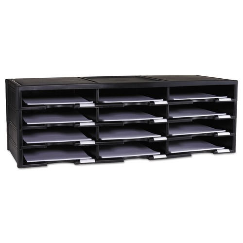 Desktop Organizers | Storex 61602U01C 12 Compartments 10.63 in. x 13.3 in. x 31.4 in. Literature Organizer - Black image number 0