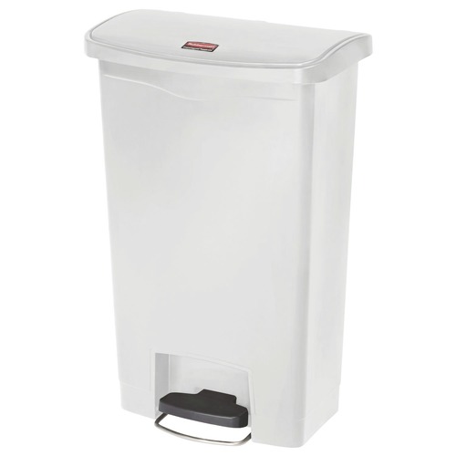 Trash & Waste Bins | Rubbermaid Commercial 1883557 Slim Jim 13-Gallon Front Step Style Resin Step-On Container - White image number 0