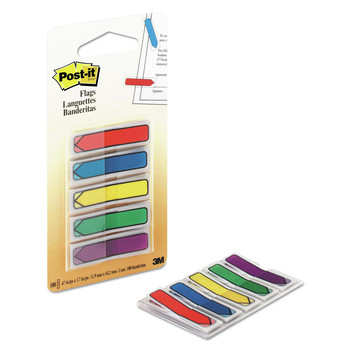 Post-it Flags Arrow 0.5 in. Page Flags - Blue/Green/Purple/Red/Yellow (100/Pack)