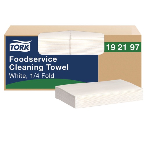 Food Service | Tork 192197 1-Ply 5 x 10.75 Foodservice Cleaning Towel - White (1/Carton) image number 0