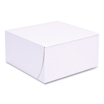 SCT 8 in. x 8 in. x 4 in. Standard Paper One-Piece Non-Window Bakery Boxes - White (250/Bundle)